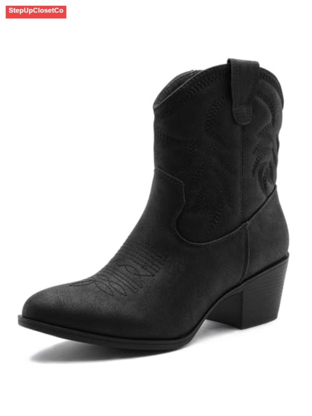 Western Cowgirl Ankle Booties Faux Leather Side Zip Embroidered Boots